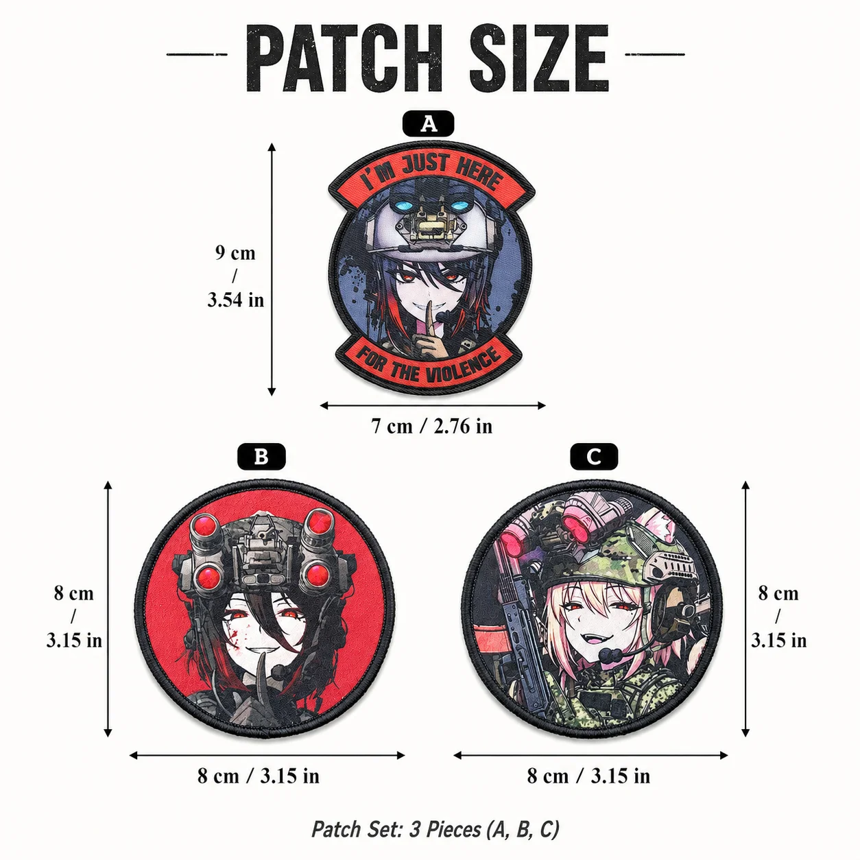 3 Stück Anime-Mädchen-Patch, t – Patch Morale Tactical Military Hook Loop Bewertung und Preis