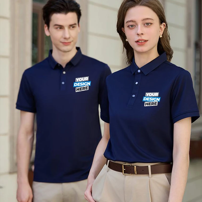 Spersonalizowana koszulka polo LOGO Niestandardowe logo Koszulka polo z poliestru lodowego jedwabiu - Rozmiary unisex S-7XL, Drukowanie gratis, MOQ 1 sztuka LS-1103