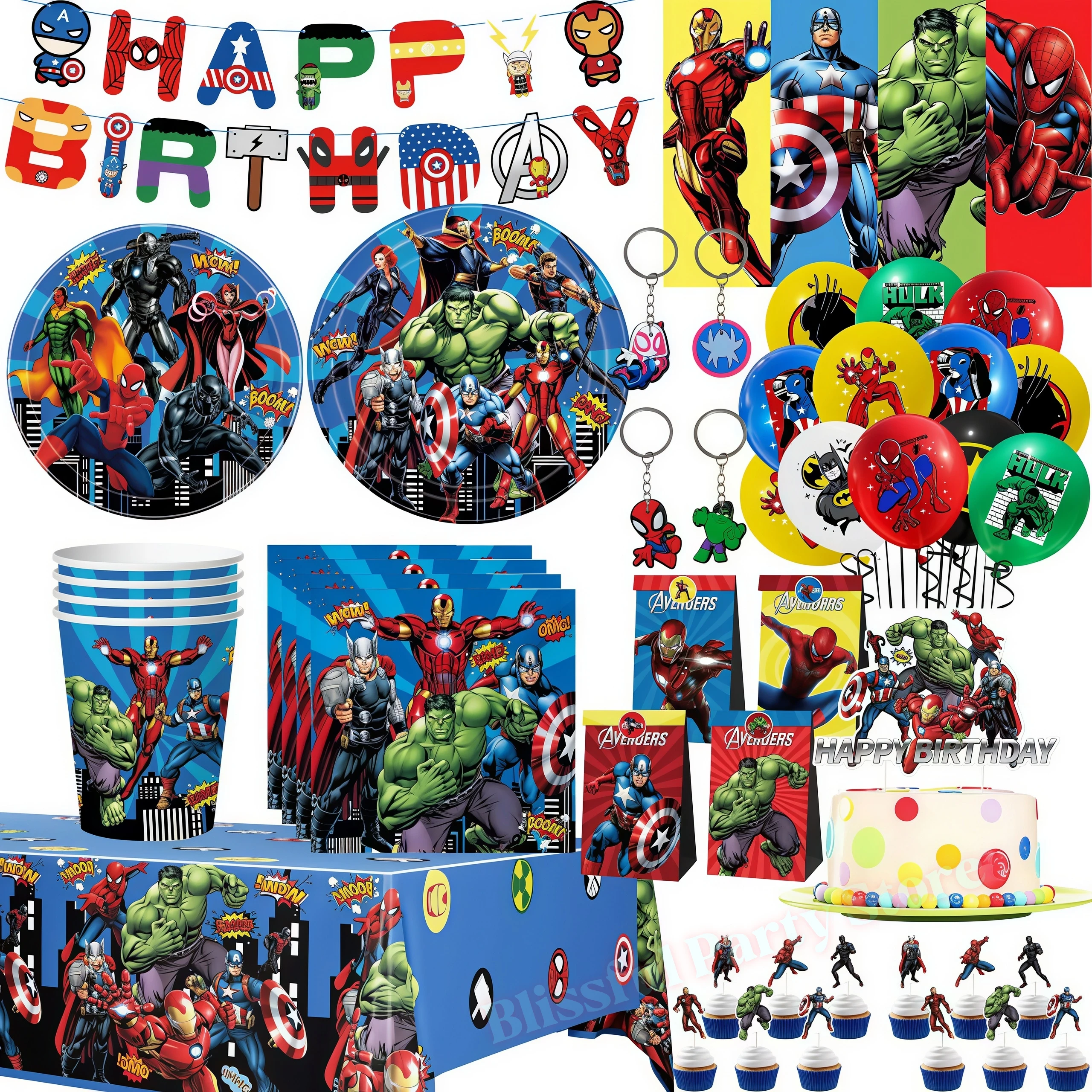 

Набор для украшения дня рождения в стиле Мстителей: воздушные шары, посуда, стаканы, тарелки, скатерть, подарки для мальчиков, принадлежности для детского праздника
