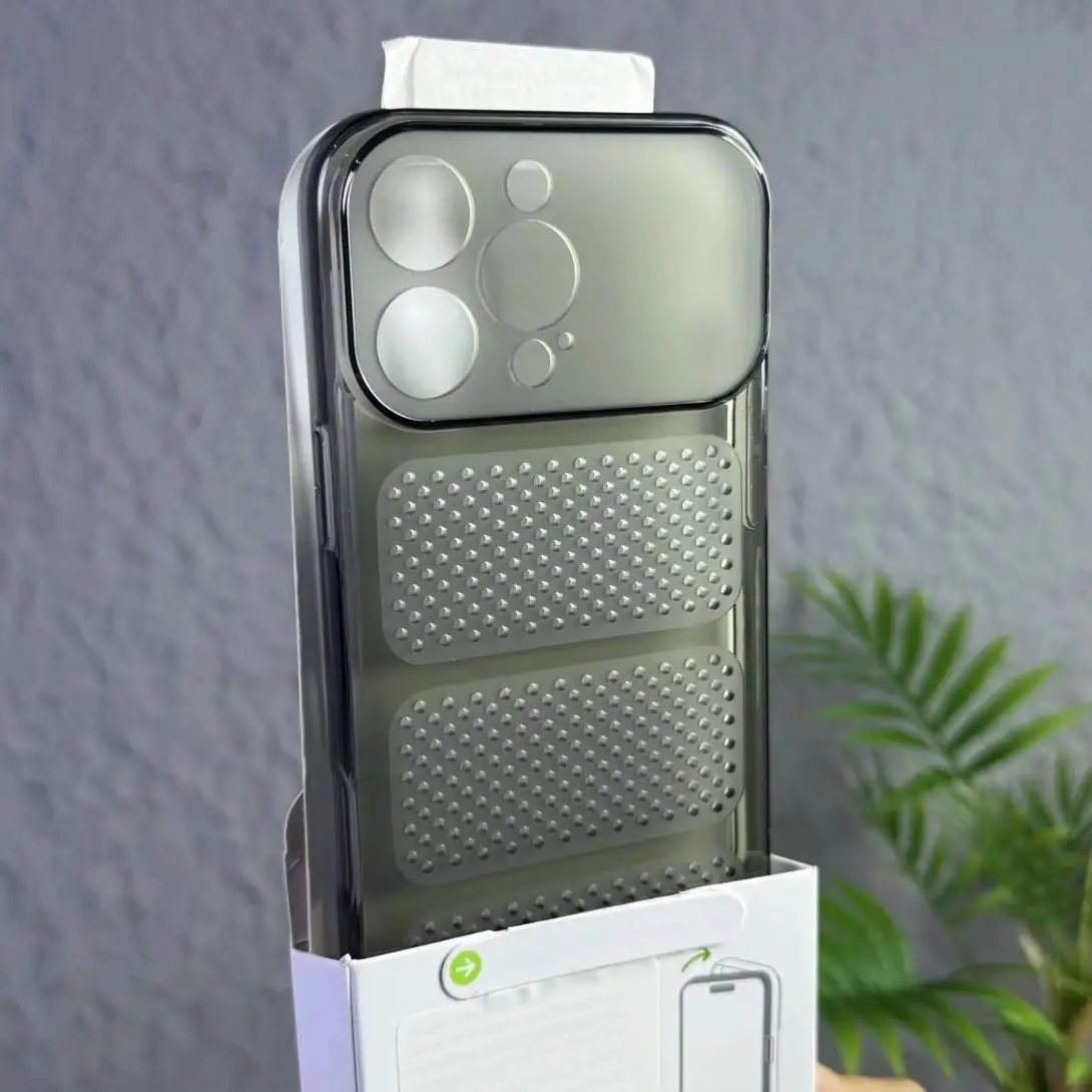 Große Fenster-Netzloch-Wärmeableitungs-Silikon-Handyhülle für iPhone 17 Air 16 15 17 Pro Max Plus – Kühlende, matte, weiche TPU-Hülle
