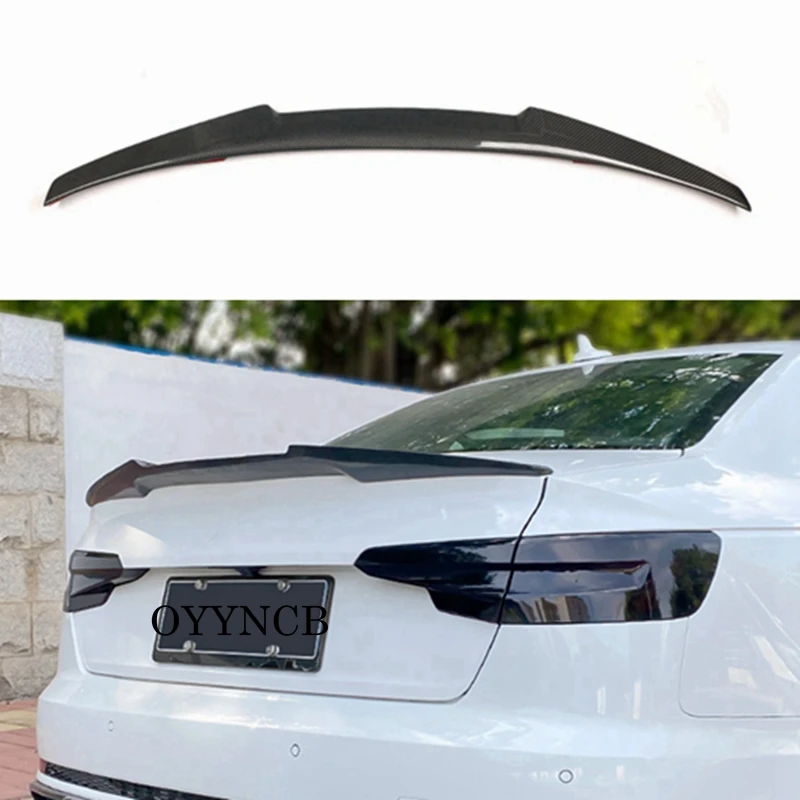 FOR Audi A4 B9 S4 S-line 2017-2020 Sedan M4/HK/PSM/R/S/GT/V Style Carbon Fiber Rear Spoiler Trunk Wing