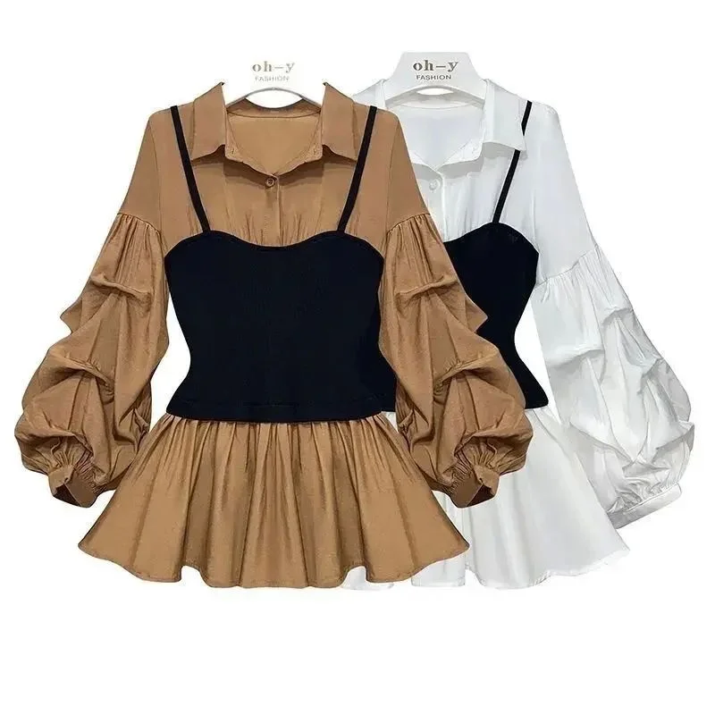 

Женская повседневная футболка с эффектом утяжки талии, рукавами-фонариками и вставками, из полипропилена, тонкая модель Cleanfit