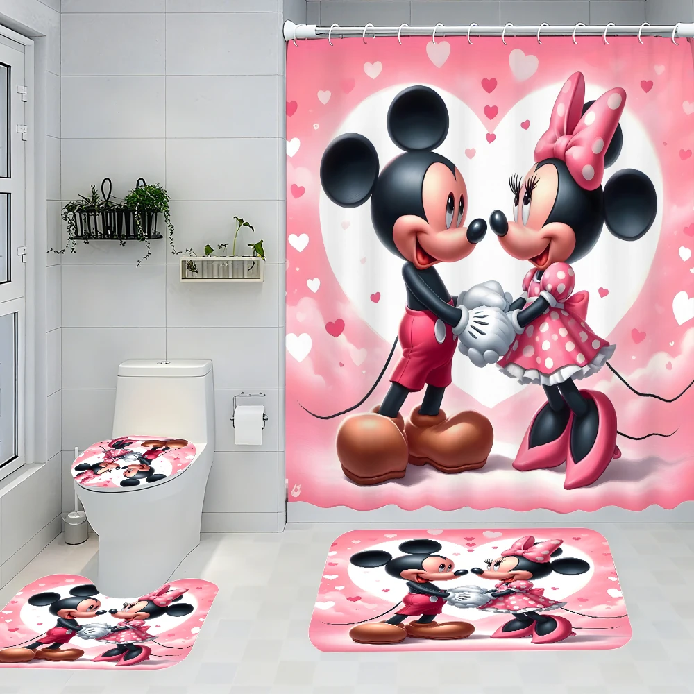 

Набор из четырех предметов для ванной комнаты с Микки Маусом Disney — авангардная водонепроницаемая занавеска для душа, создающая полный комплект для ванной комнаты