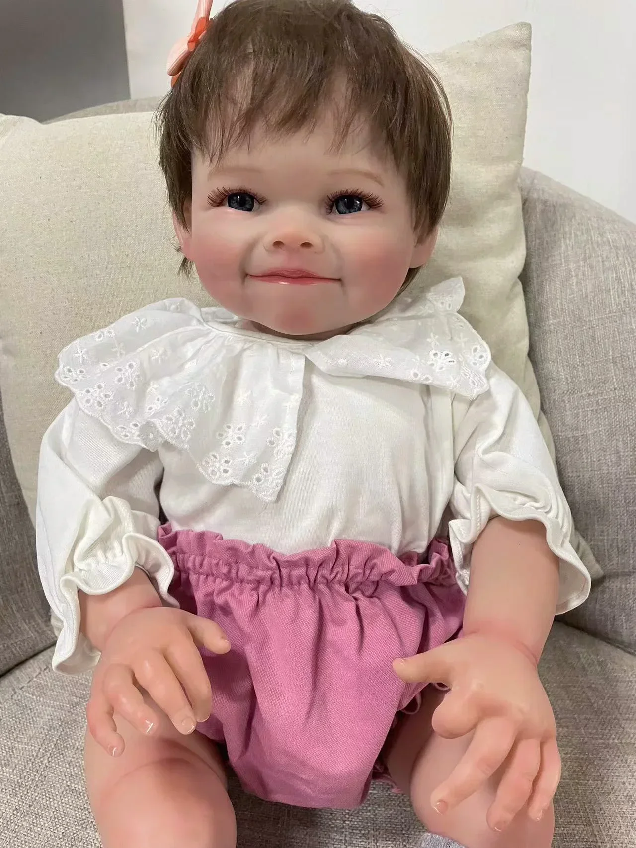 Raya Miękka Lalka Reborn dla Dziewczynki, Ciało z Miękkiego Materiału, 24 cale, Wielowarstwowa Malowana Skóra 3D z Widocznymi Żyłkami, Włosy Wszywane Ręcznie