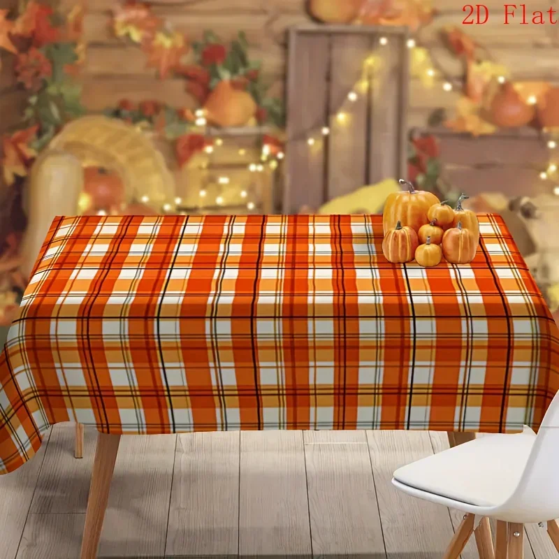 2D flat design - Orange checkered tablecloth, 1-piece set - Essential item for home decorationzyc