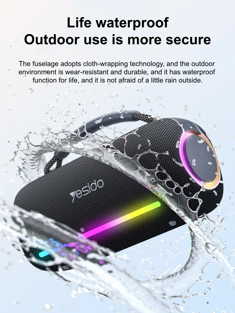

Портативная Bluetooth-колонка 60 Вт с мощными басами, RGB LED подсветкой, водонепроницаемостью IPX, TWS-сопряжением и аккумулятором 4000 мАч для улицы, дома и вечеринок