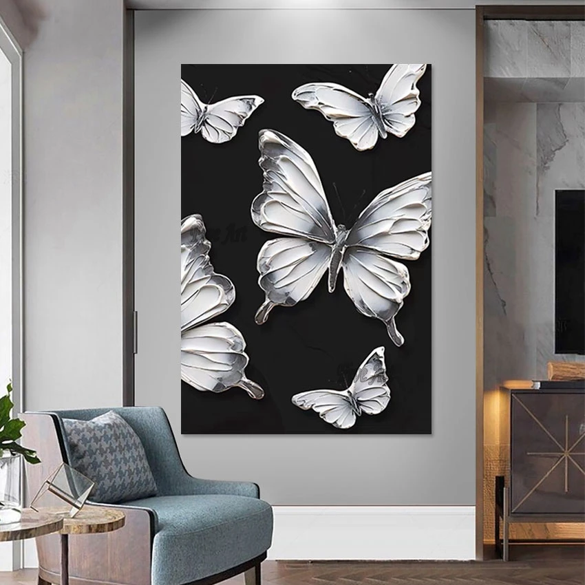 Palette Knife Canvas Art Butterfly Abstract With Heavy Texture Oil Painting High Quality Living Room Wall Picture Home Decor