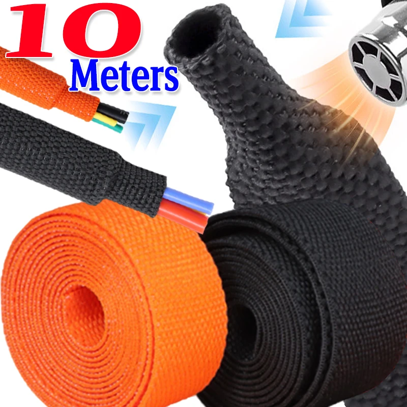 2:1 Cable Sleeves Insulation Braided Heat Shrink Tube Flam Retardant Wire Wrap Sheath Protection Covers Car Line Organizer Tool