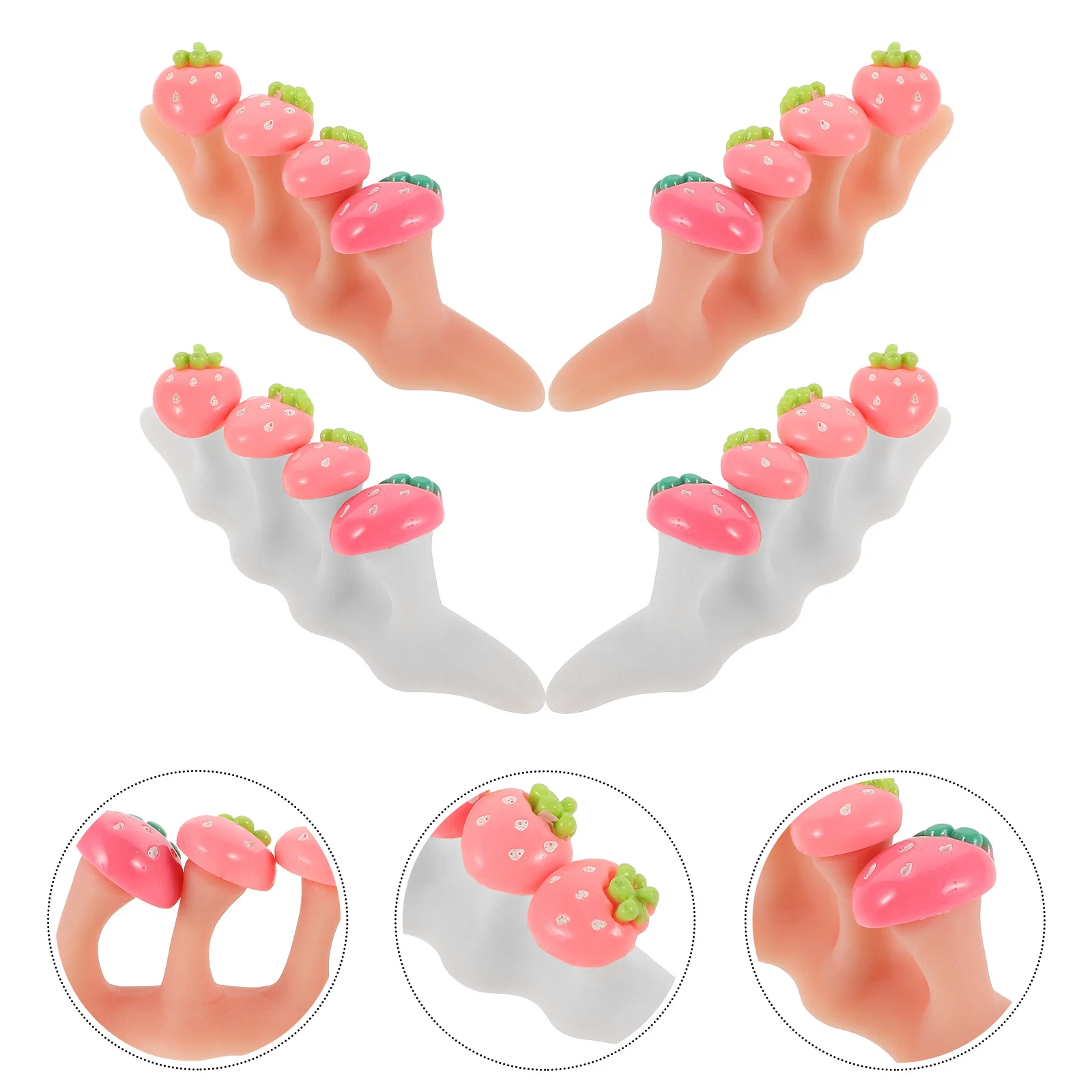 

2Sets Toe Separators Silicone Soft Toe Spacers Strawberry White Beige Pedicure Nail Art Tools Salon Home Nail Tools