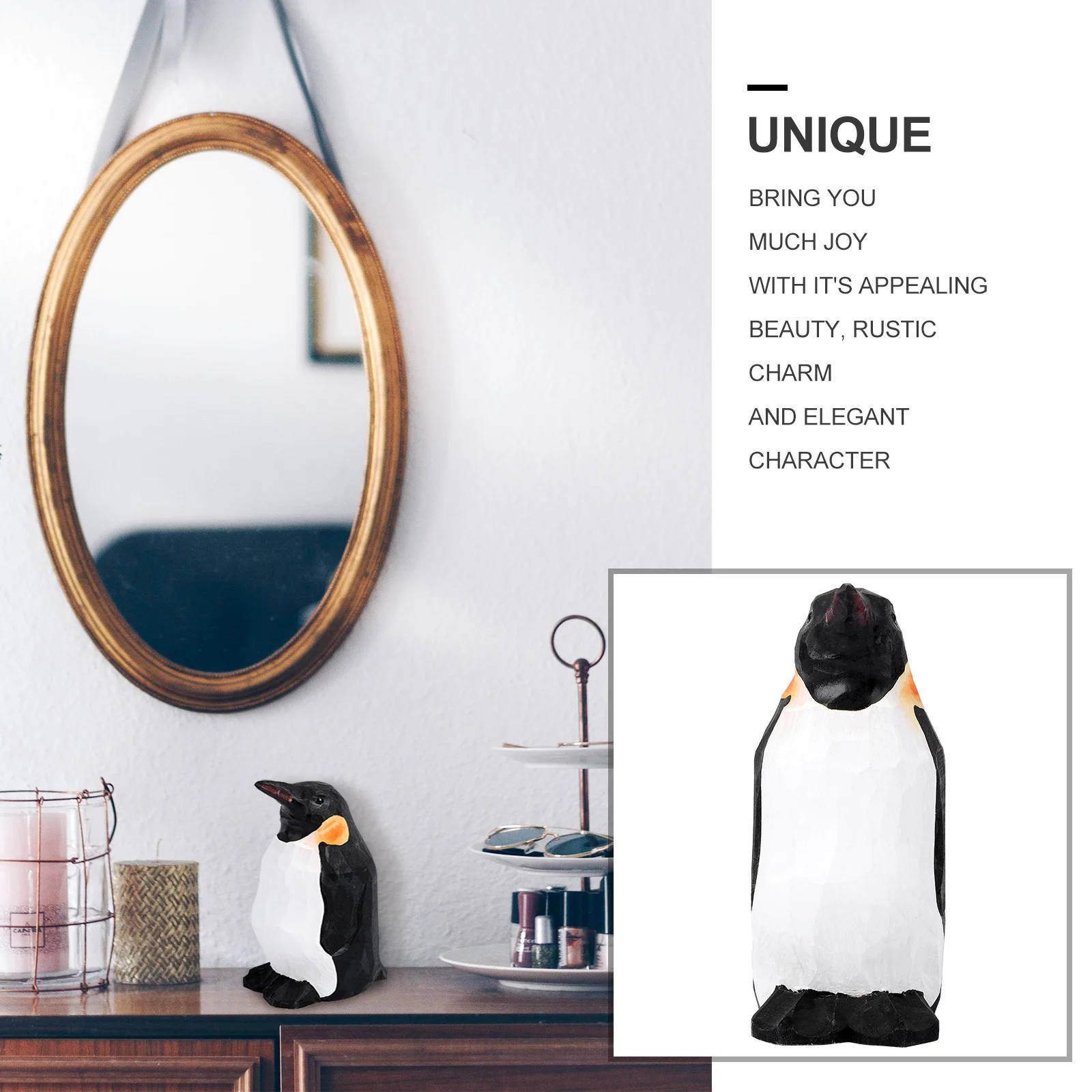 1 قطعة زخرفة البطريق الخشبي جميل سطح المكتب الديكور هدية الكريسماس محاكاة الحيوان الحرفية رائعة ديكور المنزل مكتب الجدول