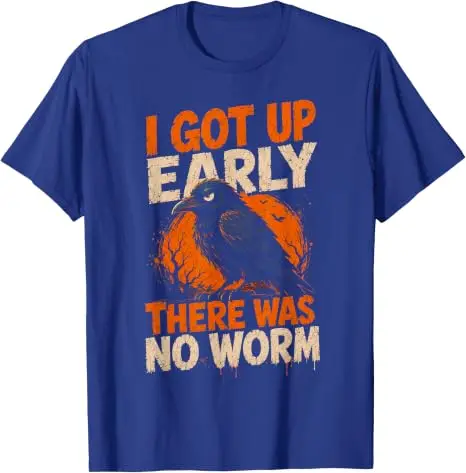 Ich bin früh aufgestanden, es gab keinen Wurm. Grumpy Raven T-Shirt Y2k Lustiges Grumpy Crow Nachteulen-Humor-Sprücher-T-Shirt Vogelliebhaber Grafik-Outfit – Detail 10