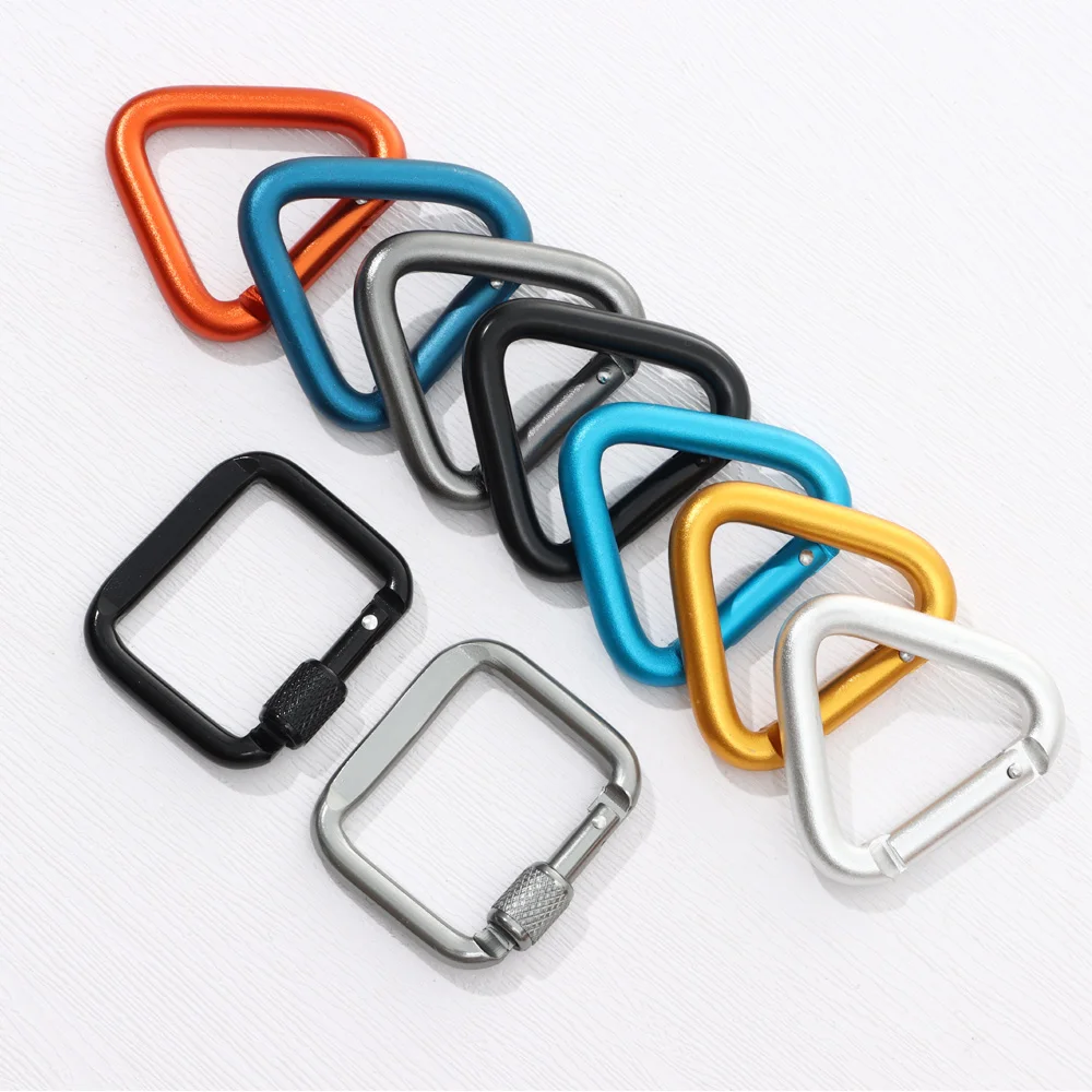 Mini Carabiner Keychain Alluminum Alloy riangle Square Buckle Spring Carabiner Snap Hook Clip Keychains Camping Outdoor Tools