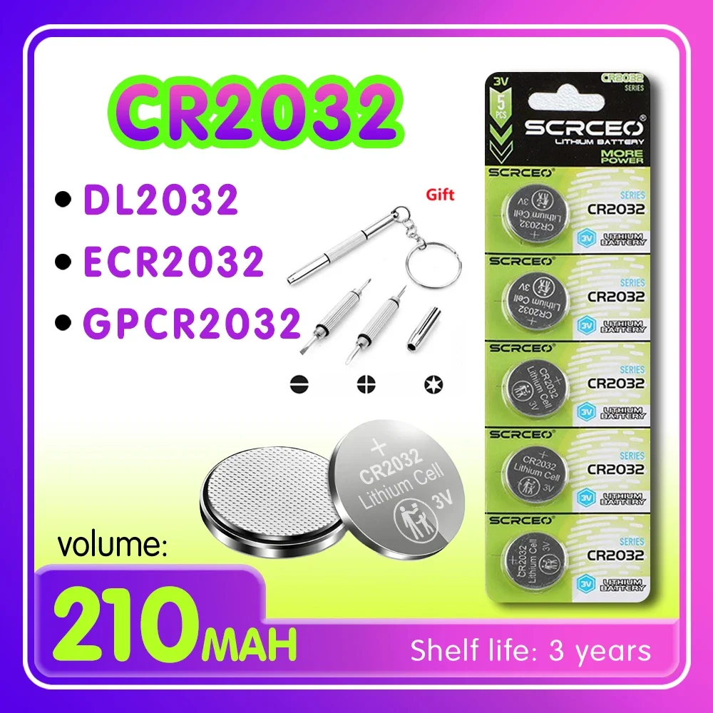 2PCS-10PCS CR2032 DL2032 ECR2032 GPCR2032 1.5V Lithium Manganese Dioxide Button Battery, Suitable for Calculators, Watches