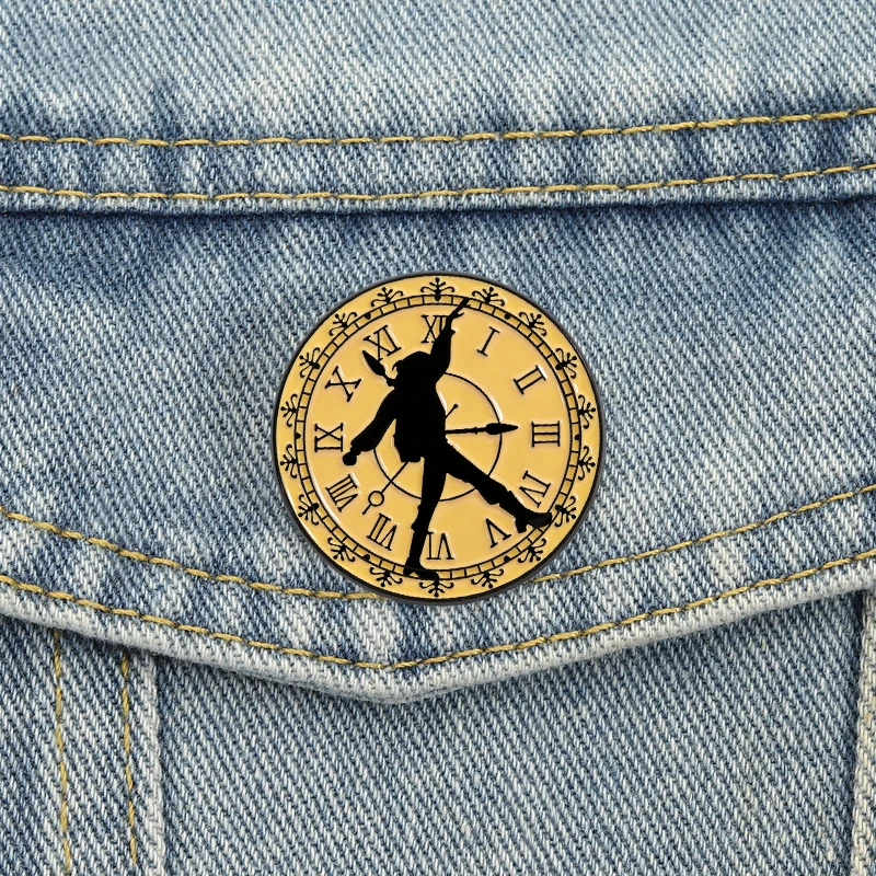 Vasilisa Enamel Pins Custom Clock Brooches Lapel Badges Vintage Time Flies Slavic Inspired Jewelry Gift for Friends