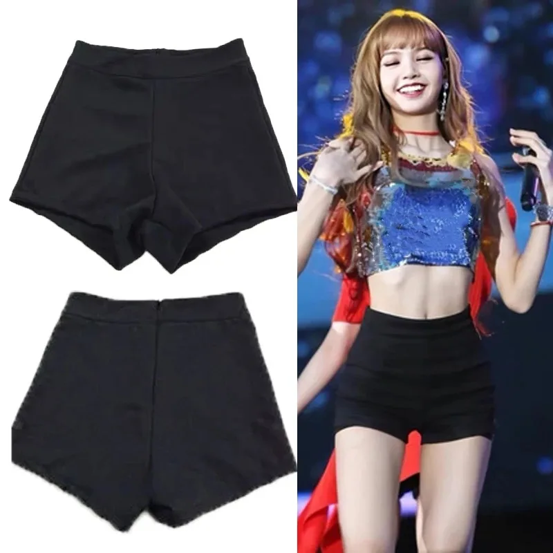 

Kpop Women Group Concert Clothes Music Festival Clothing Rave Wear Stage Performance Costume Black Slim Shorts Jazz Dancewear