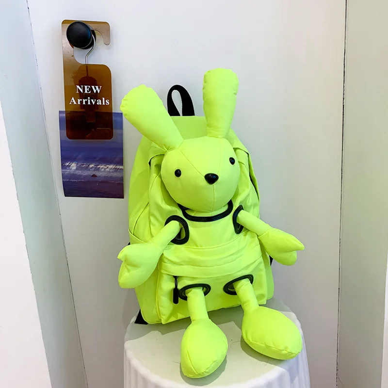 

Cute Little Rabbit Student Backpack Summer New Double Shoulder Nylon Casual Trendy Bag for Daily Use One Compartment
