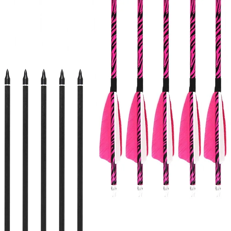 

6/12PCS Pinals Archery Spine 300-600 Carbon Arrows Turkey Vanes Nock for Compound Recurve Bow Longbow Hunting Target