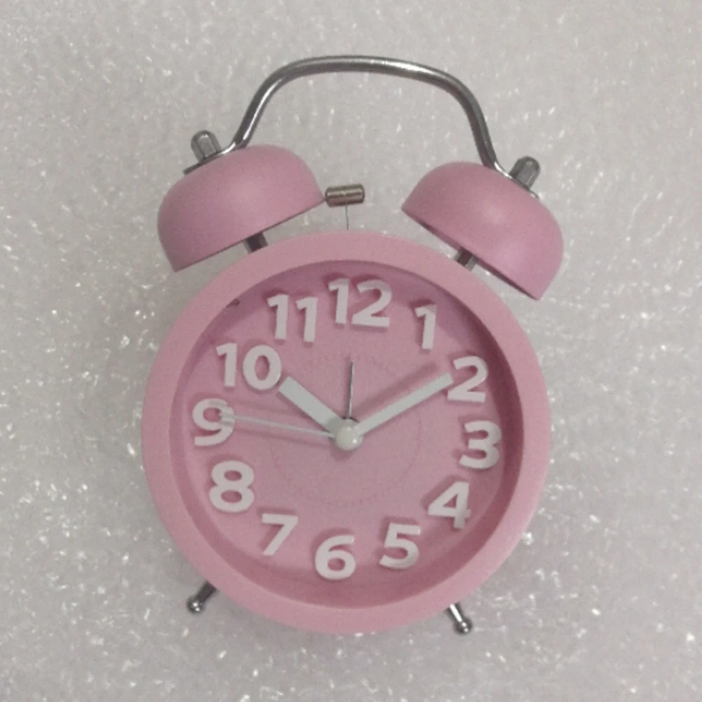 

Pink Creative Round Desktop Bell Small Alarm Clock Silent Non Ticking Loud Alarm for Home Bedroom Office Desktop Clock