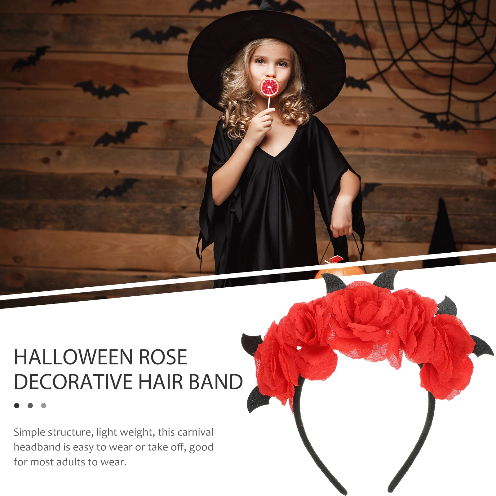 

2 Pcs Floral Headwear Headband Halloween Accessories Headgear Headdress Black Headbands