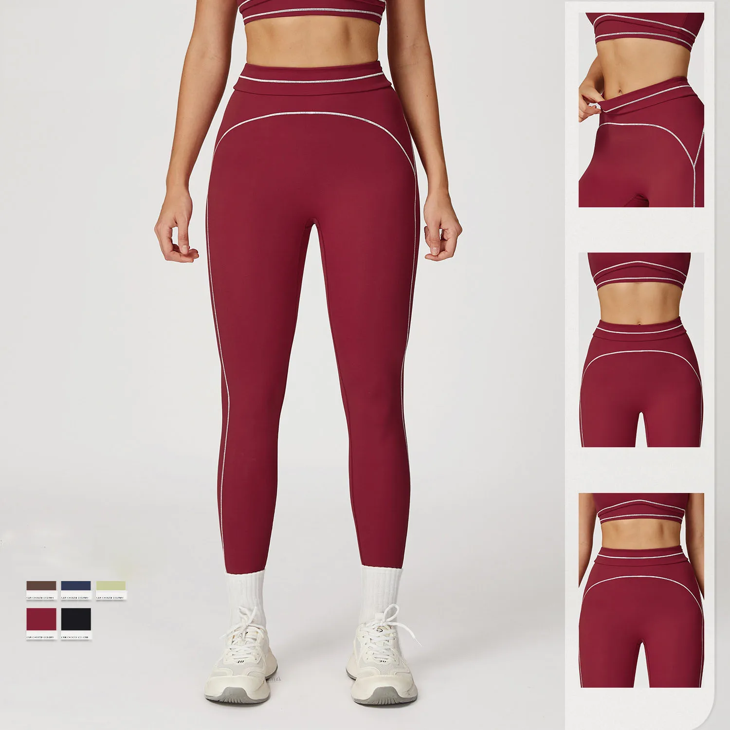 

Color Block Yoga Pants - Foldable High Waist Leggings For Women, Running 4-Way Stretch Workout Gym Outdoor Exercise Tights XL