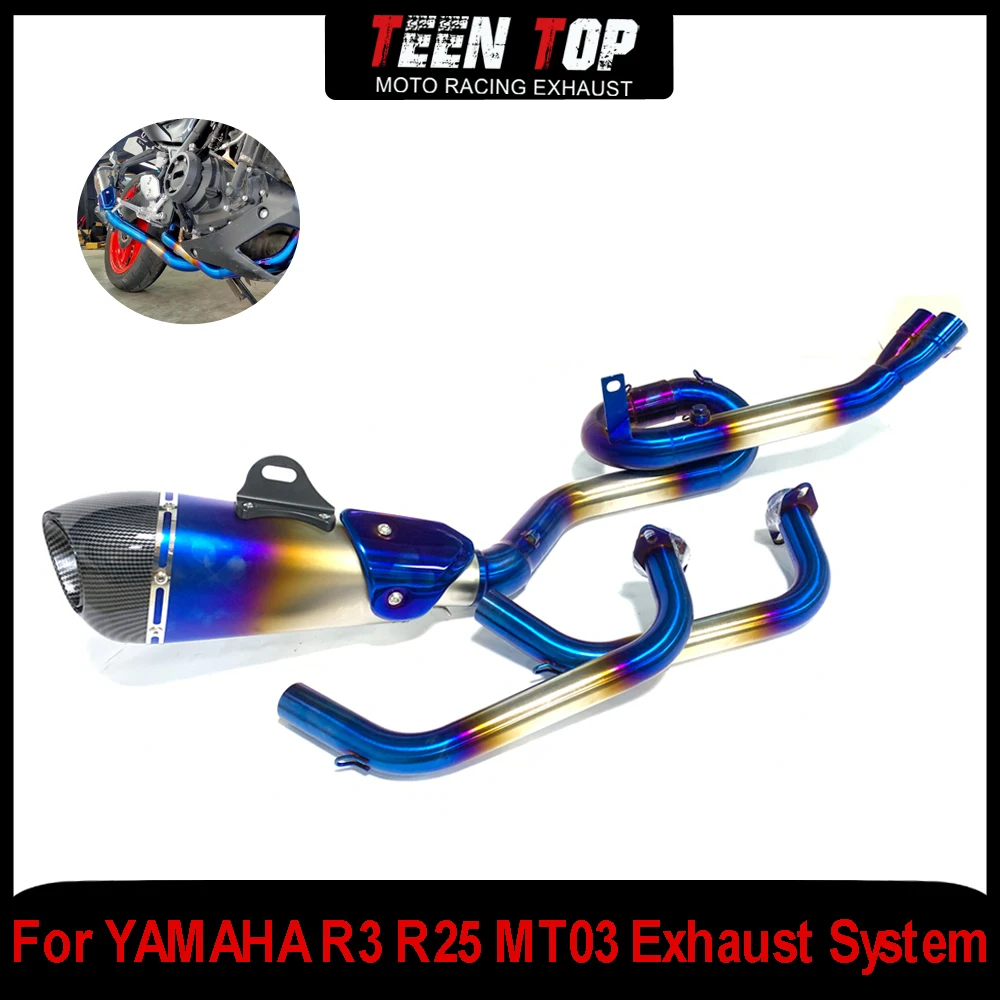 Motor Bike Escape Exhaust Full Systems Modified For Yamaha R3 R25 MT03 Exhaust Elbow Connect Tube 51MM Motorcycle Muffler Pipe