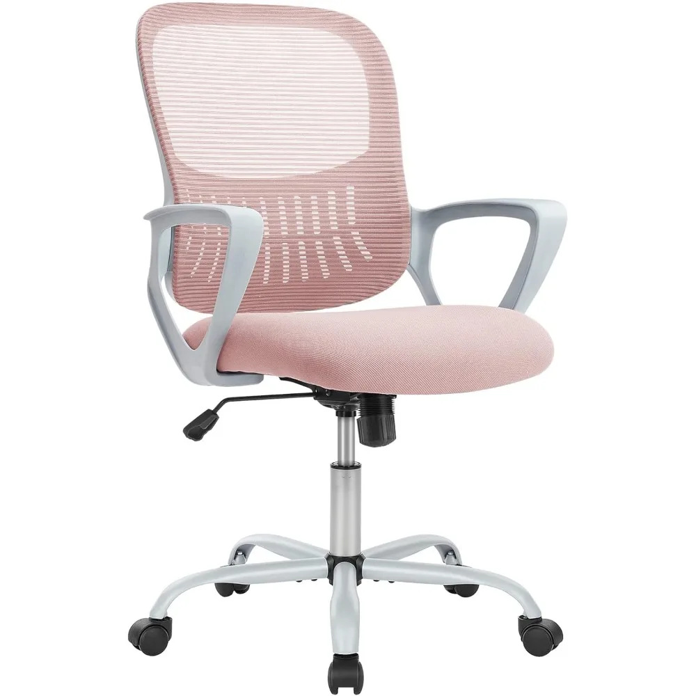 Office Chair, Mid Back Computer Ergonomic Mesh Desk with Larger Seat, Executive Height Adjustable Swivel Task with Lumbar