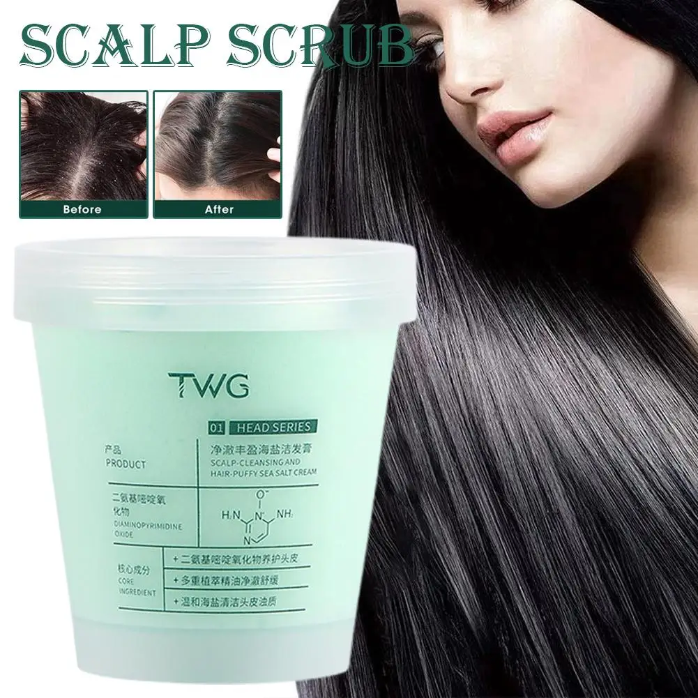 

250g Natural Sea Salt Shampoo Scalp Scrub Cleaning Balm Oil Control Anti-Dandruff Anti-Itching Fluffy Soothing Hair Care