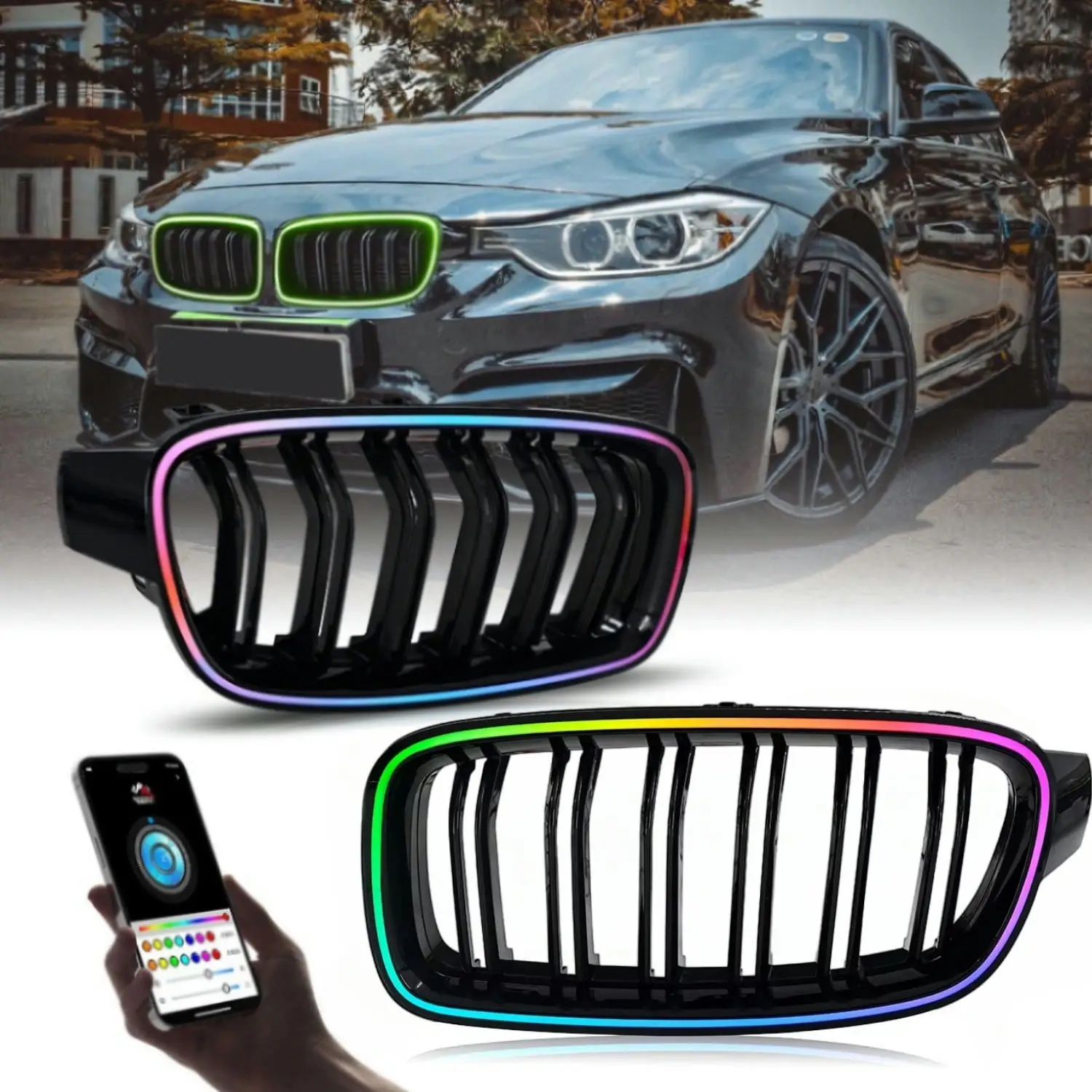 

RGB Grille Light for BMW F30 F31 3-Series 320i 328i 328d 330i 335i 330e 340i 2013-2018 with Start-up Animation DRL Multicolor