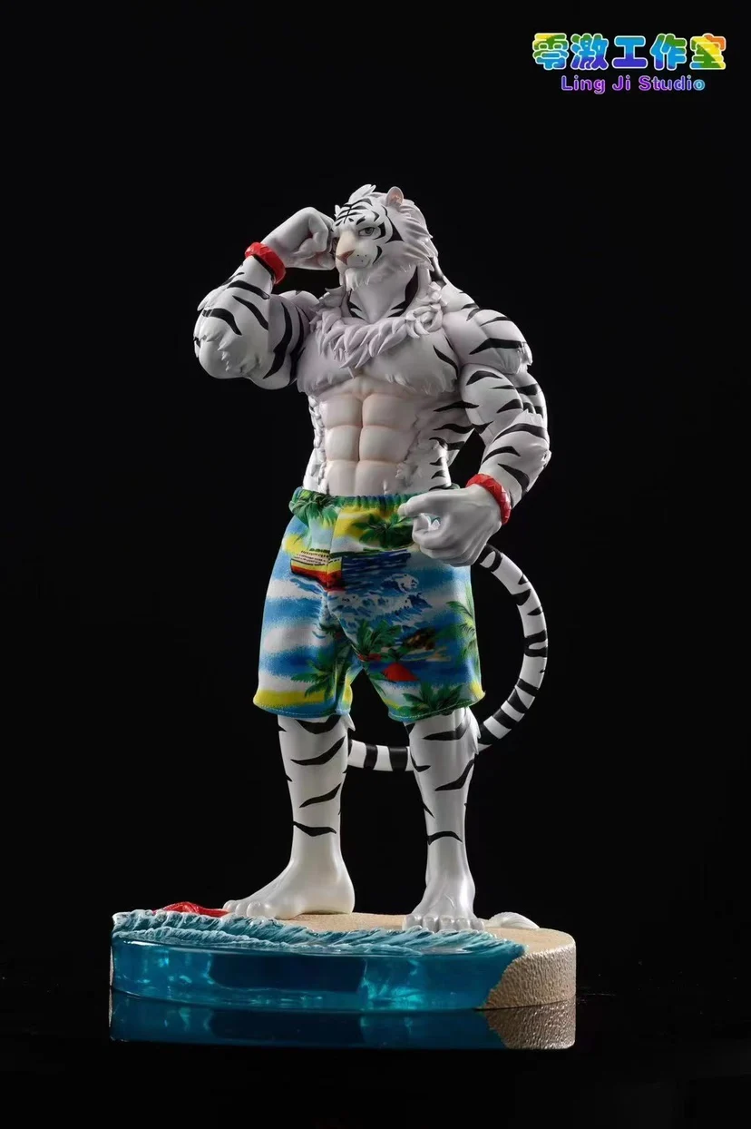 1/6 35Cm Ling Ji Studio Gk Beach Lifeguard White Tiger Anime Action Figure Limited Edition Statue Ornament Model Garage Kit Toys