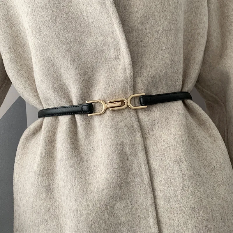 Fashionable Skinny PU Leather Alloy Buckle Custom Brand Design Thin Skinny Faux Leather Belt For Jeans Dress