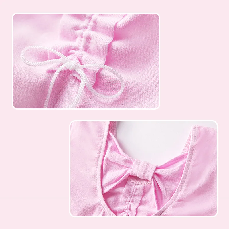 Vestido de Ballet para niñas, leotardos de gimnasia, manga corta, gasa, falda, Bowknot, ropa de baile