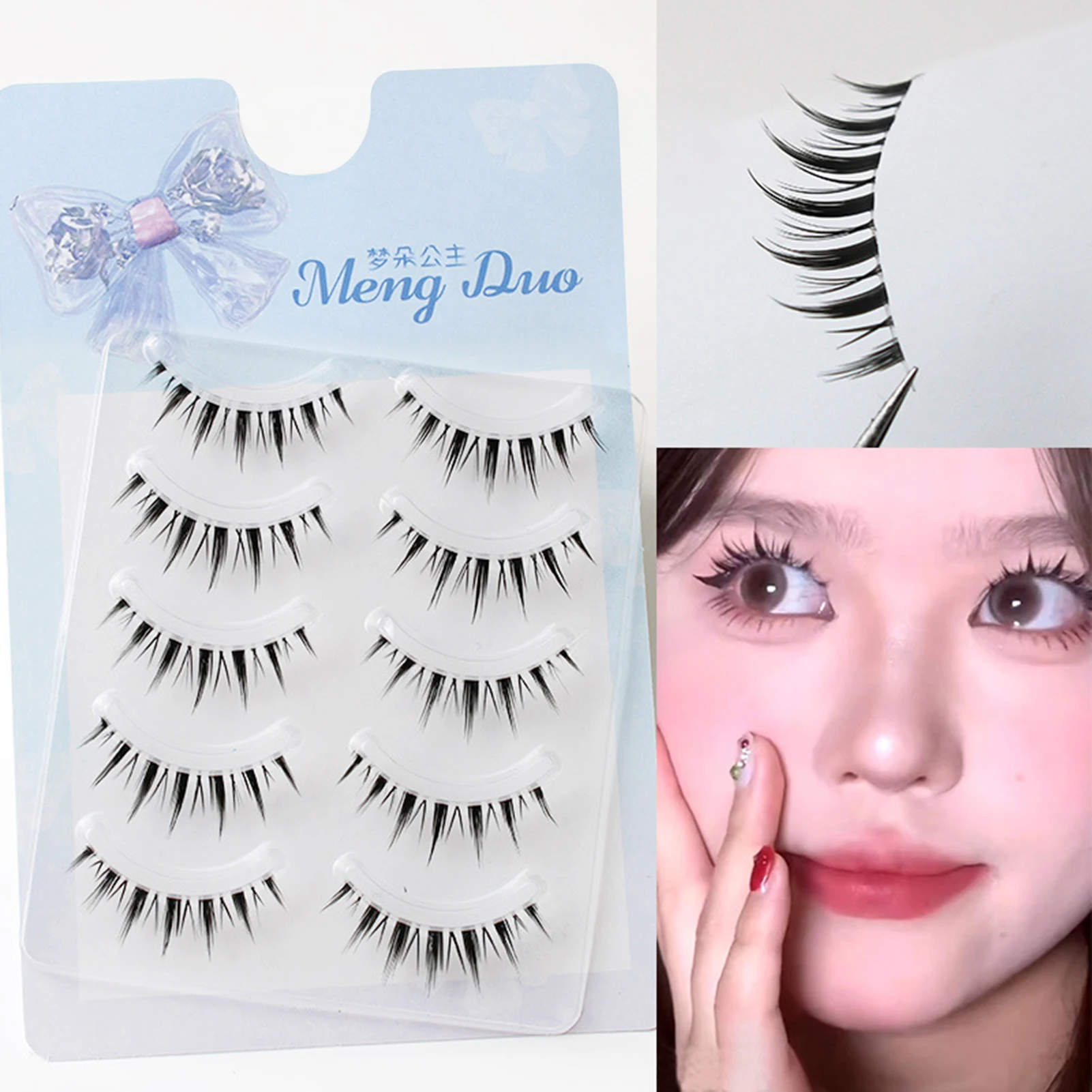 False Eyelashes Strip Wispy Fake Lashes Clear Band Cosplay Manga Lashes Perfect For Professional Makeup Salon Makeup Tool