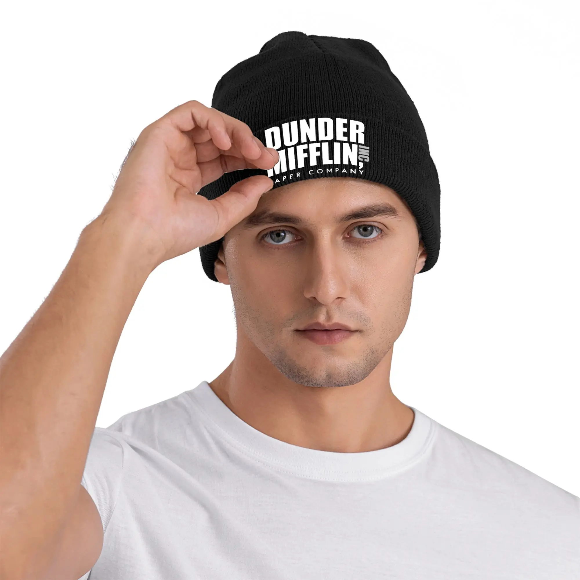 Dunder Mifflin Logo Knit Hat  Beanie Hats Outdoor Elastic Men Women Unisex Bonnet Hats Autumn Pattern Trendy Caps Gift Idea
