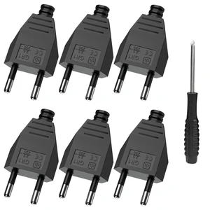 6/8pc EU European 2 Pins männlicher Stecker ACA -Stromadapter mit Schlitzschlüssel 110 ~ 250 V Plabby -Verlängerungskabelanschluss 10 Hauptverkäufe männlicher Stecker machen - №2
