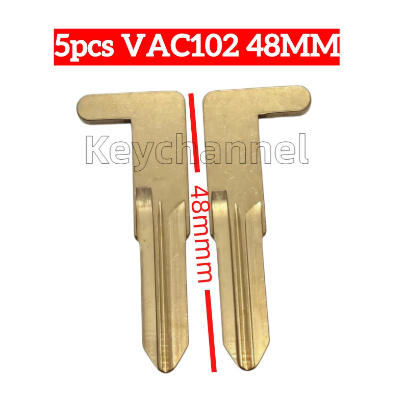 keychannel 5Pcs Uncut VAC102 Smart Key Blade 48mm Keyless Remote Emergency Insert Key Blank for Renault Key Blade Replacement