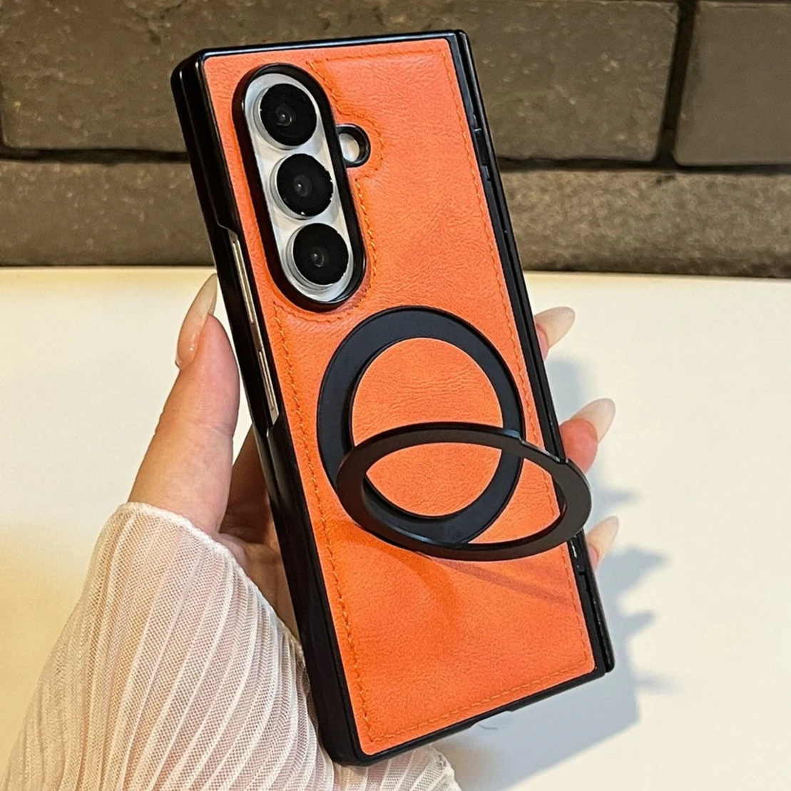 

Для Samsung Galaxy Z Fold 7, чехол из искусственной кожи, магнитный вращающийся кронштейн, защита вала, задняя крышка для Galaxy Z Fold 7, корпус