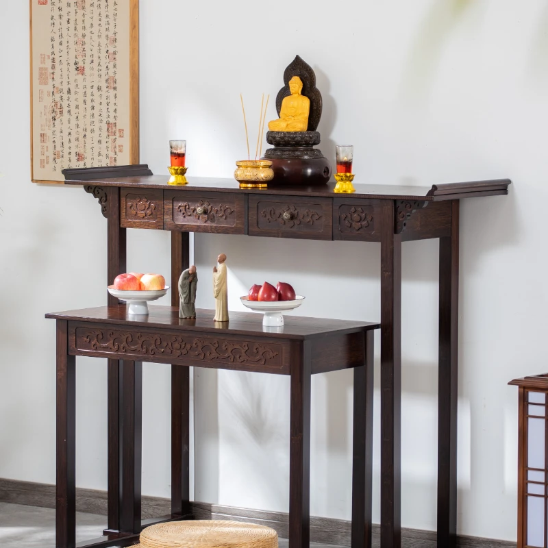 Altar Incense Burner Table Household New Chinese Style Prayer Altar Table Table Solid Wood Rural Living Room Incense Table