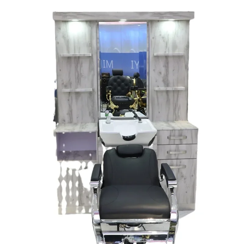 High-end barber shop hair shop retro mirror table