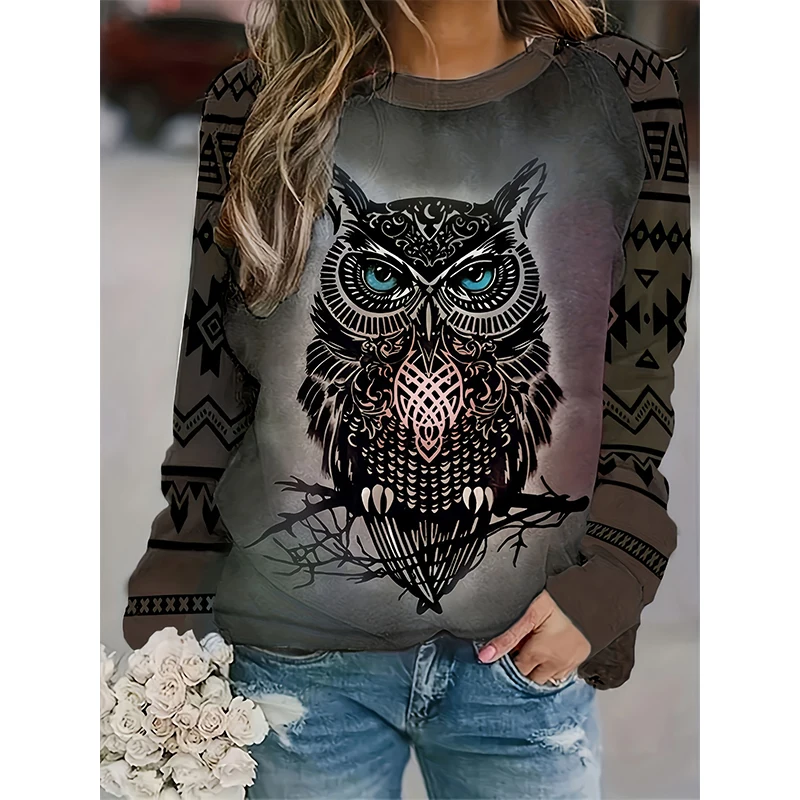 New Owl Animal 3D Print Sweatshirts Autumn Winter Women Casual Long Sleeve Hoodies Y2k Streetwear Pullovers Tops Female Clothing