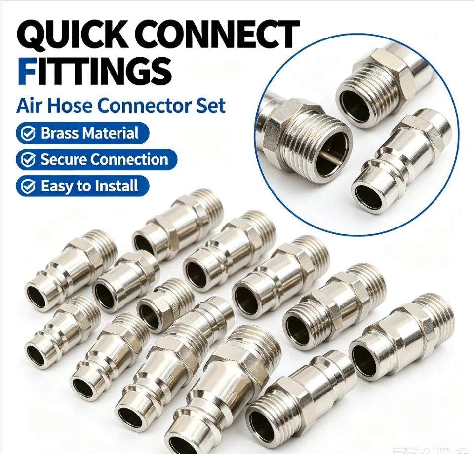 10pcs 1/4 Air Compression Tube Quick Connector Air Hose Accessories For Spray Painting Gun Dust Blowing Gun Pneumatic Tool