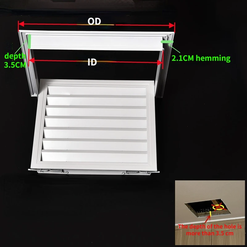 Aluminum alloy exhaust shutter vent for Central air grille ventilation cover Wall Ceiling Shutter repair port Ventilation system - view 3
