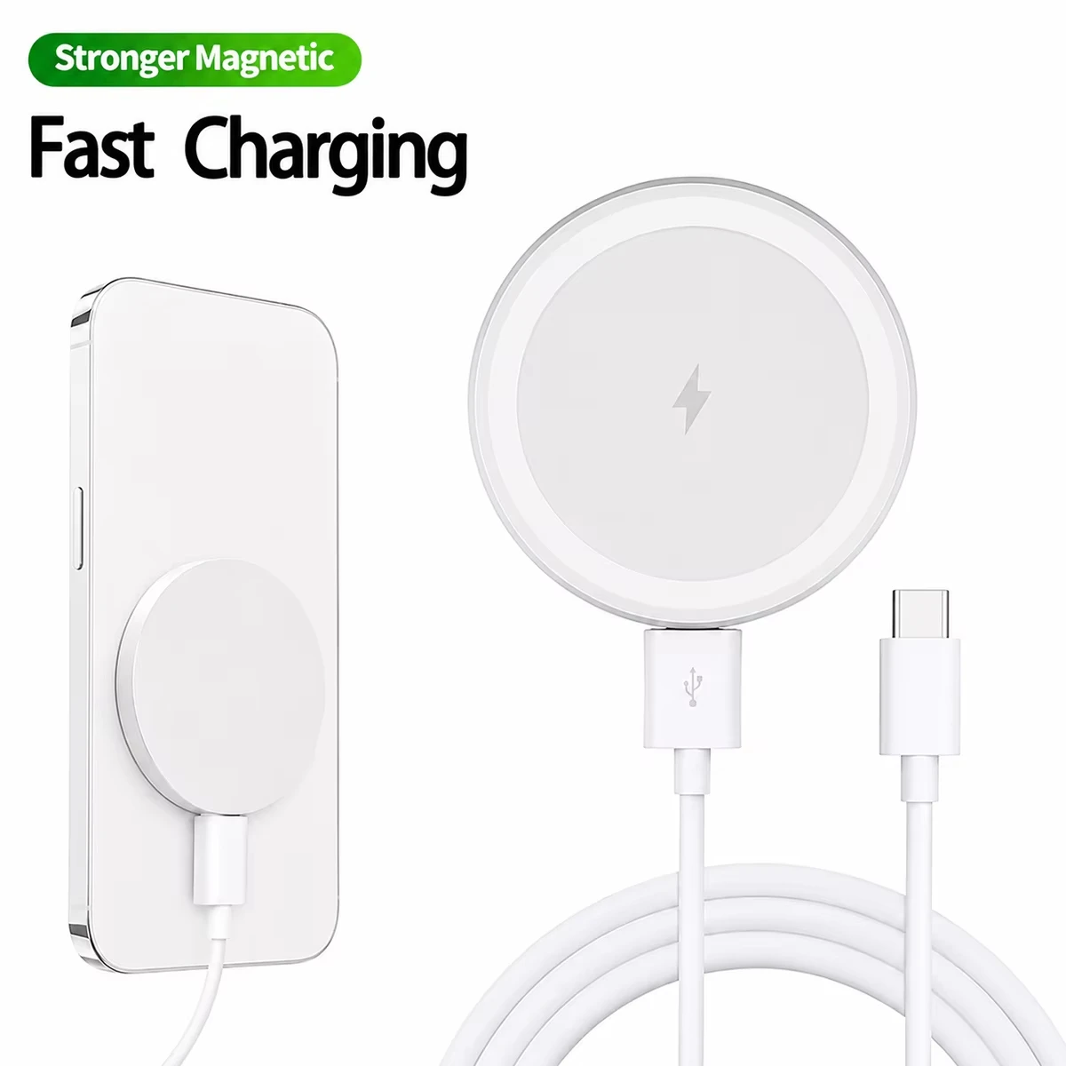 Ultra Thin 15W Wireless Charger Fast Qi Charging Pad 6cm Compact Lightweight Portable Design for Desk Bedroom Travel