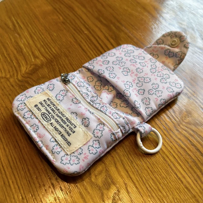 Tarjetero con estampado de flores de algodón de gran capacidad para mujer, bolsa multifunción, mini monedero portátil compacto