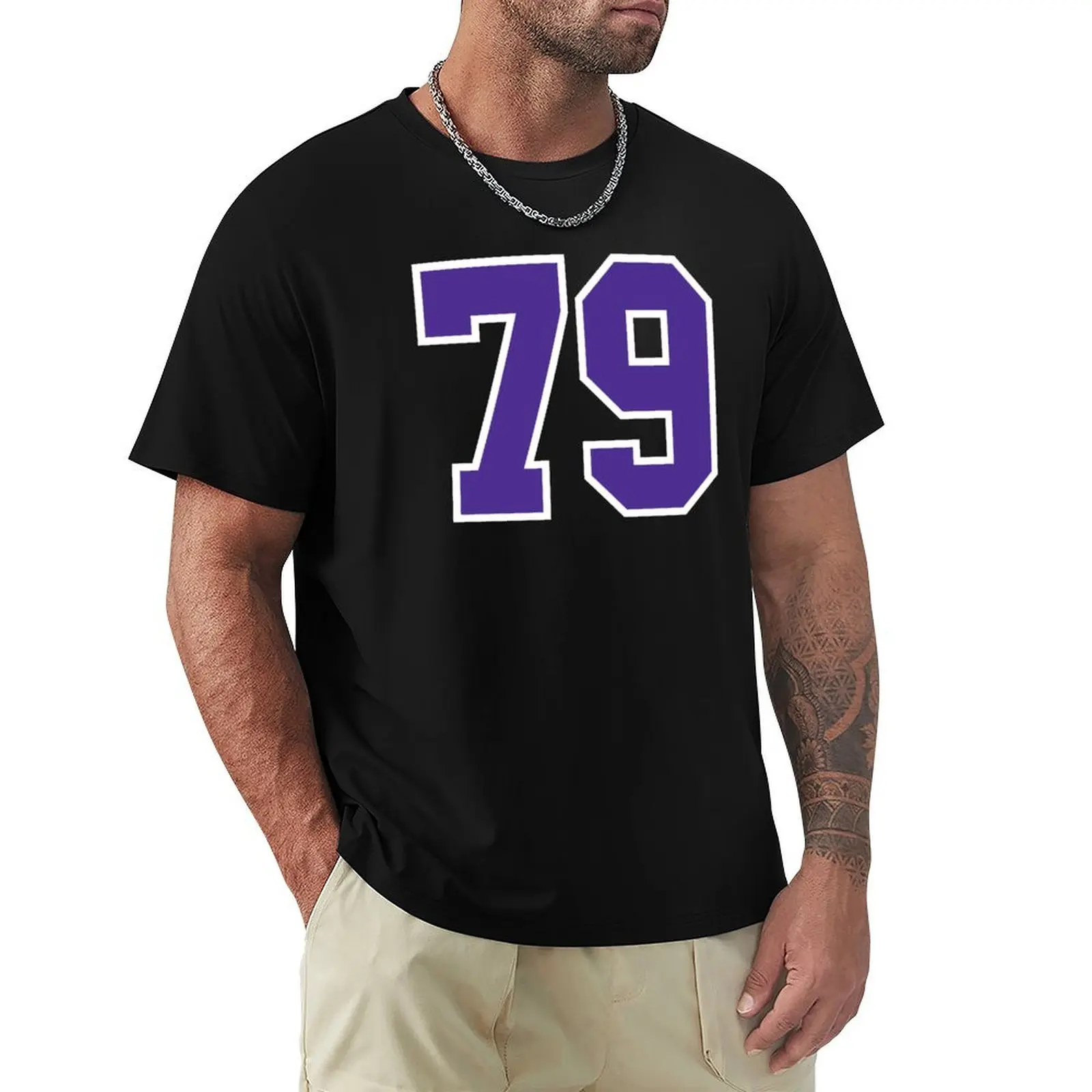 

Seventy-Nine Purple Jersey Number Sports 79 T-Shirt Trendy Casual Short Sleeve Shirt
