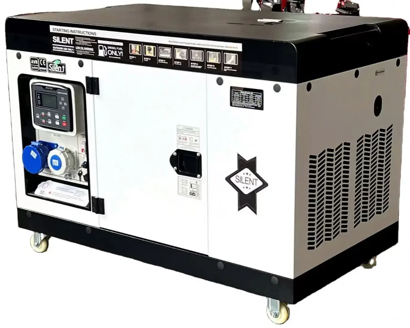 High Quality Water Cooled Silent 10KW 12KW 12KVA 15KVA Single 3 Phase Home Inverter Electric Power Generator Diesel