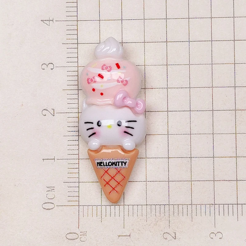 10 Pcs Cartoon Resin Cute Cartoon Animal Ice Cream Cake Style Hairpin Pendant Scrapbook Craft Diy Miniature Ornament Accessories