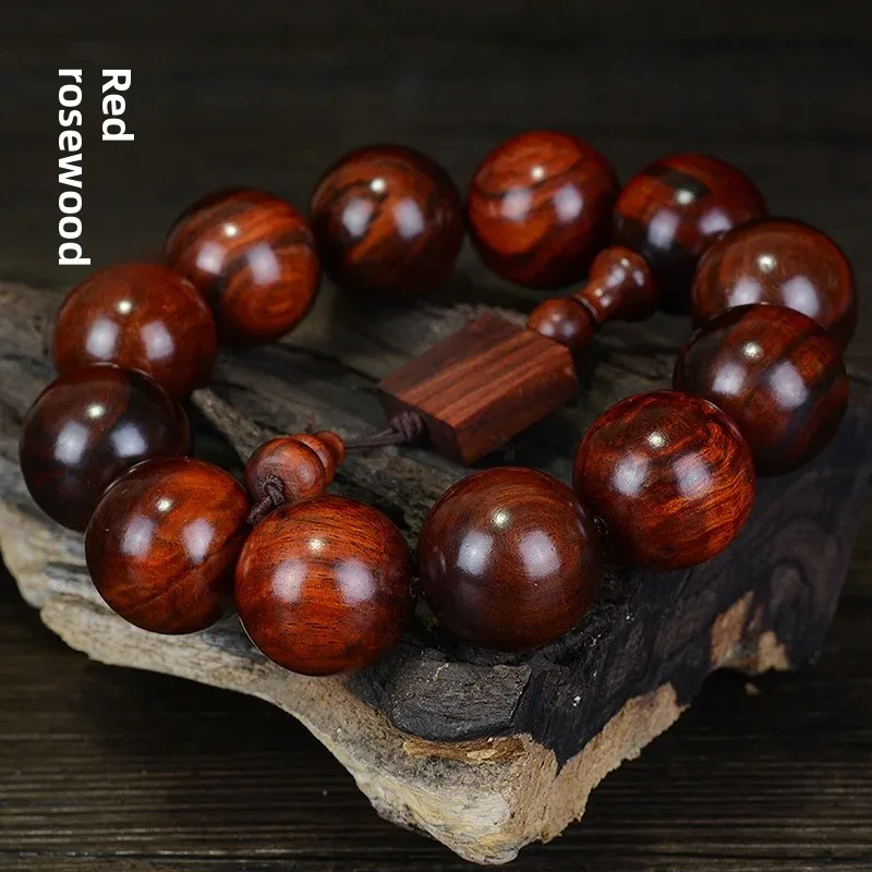 الملونة خشب الورد يده سوار لاوس خشب الورد الرجال سوار الخشب الأحمر سبحة صلاة ديكور المنزل مجوهرات اكسسوارات #3