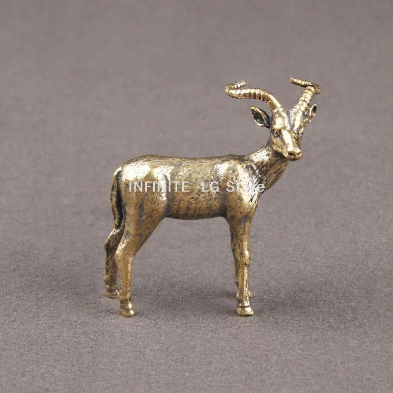Vintage Brass Leader Sheep Statue Desktop Ornament Metal Cute Figurines Miniatures Home And Office Decoration Car Ornaments
