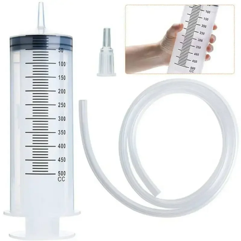 500ml Large Syringe with 100cm Tubing Hoses Pet Feeding Tools Dispensing for Enema Plant Refilling Liquid Resin Cake Decoration