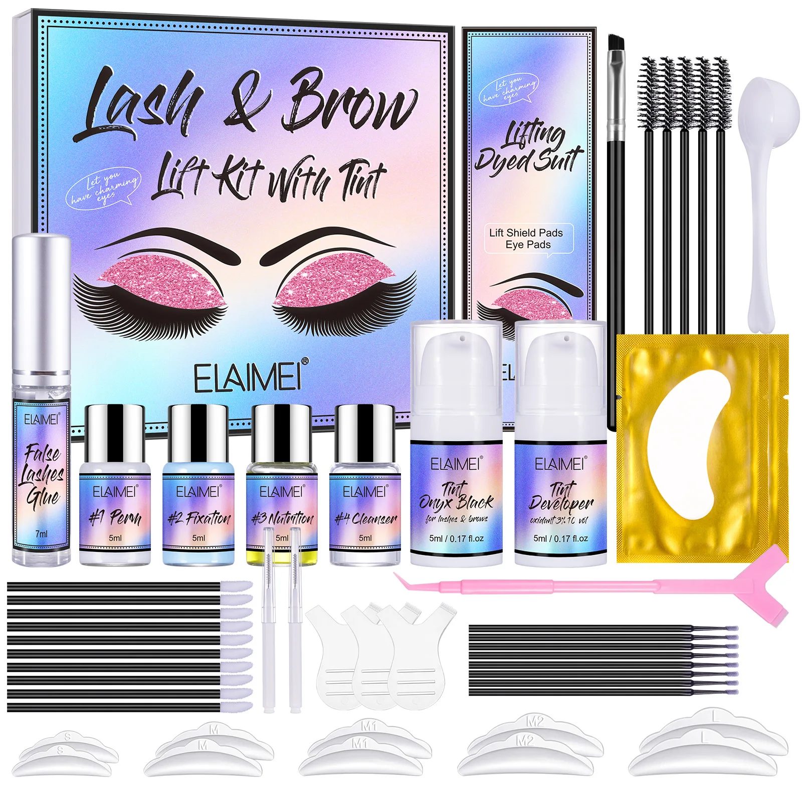 Lash and Brow Lift Kit With Tint Curling Eyelash Perm Kit Suitable for Salon & Home Use Makeup Tool Set